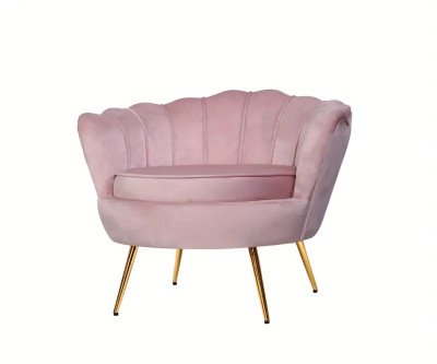 Artiss Callista Pink Velvet Accent Chair with Golden Metal Legs - Soft Shell Back Design, Thick Foam Cushion, Vintage-Inspired Armchair for Living Room or Bedroom, Elegant and Comfortable Seating