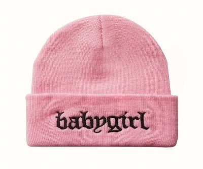 Babygirl Embroidery Graphic Beanie Solid Color Trendy Cuffed Knit Hats Coldproof Skull Cap Warm Beanies For Women Autumn & Winter