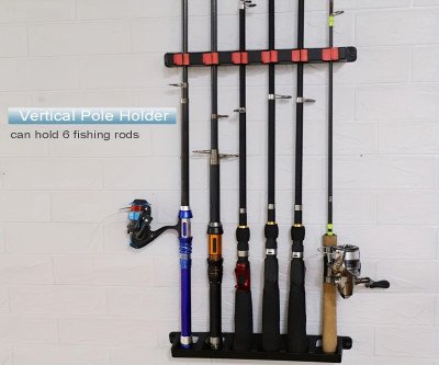Easy Installation Black ABS Fishing Rod Bracket-Wall Mounted, High Density Foam Grip Storage Rack, Suitable for Garage and Sports Equipment Storage