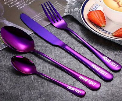 Family Exquisite Cutlery 410 Stainless Steel Tableware Set, Customizable Name Western Style Dinnerware Set, Simple Solid Color Tableware Set, Holiday Gift. Home Essentials