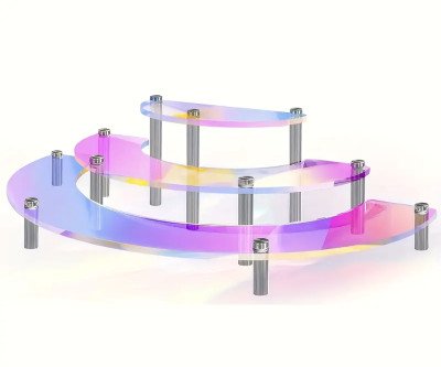 Glam Style 3-Tier Acrylic Display Stand, Plastic, for Nail Polish, Cosmetics, and Doll Hand Showcase, with Versatile Rainbow Cupcake and Dessert Presentation, for Parties, Halloween, Christmas