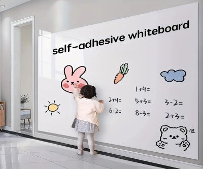 Large whiteboard film roll, 3 aluminium foil pens, dry erase included, detachable and reusable doodle board suitable for Youngsters's rooms, fridges and offices with self-adhesive whiteboard film.