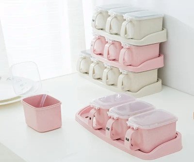 Multi-Layer Spice Jars for Sugar, Pepper, And Salt; Kitchen Storage Solution.