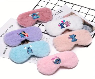 Stitch Cartoon Sleep Mask - Soft, Light-Blocking Eye Cover for Restful Sleep, Comfortable & Adjustable Strap, Fluffy Design with Adorable Stitch Print, Perfect for Travel & Home Use