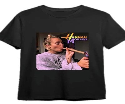 Vintage Hannah Montana Graphic T-Shirt - Men's Black Cotton Short Sleeve Tee with Fun Print, Casual Crew Neck, Lightweight & Breathable for All Seasons, Breathable Clothing | Crew Neck Tshirt | Knitted Texture