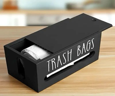 Wall-Mounted Wooden Trash Bag Dispenser - Space-Saving Kitchen Organizer for Easy Storage and Access