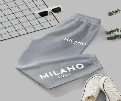 Women's Milano Italy Graphic Print Jogger Pants - Relaxed Fit Elastic Waist Casual Sweatpants, Light Grey All-Season Comfort, Machine Washable Streetwear Essentials, Jogging Pants, Casual Attire, Trendy Jogger Style, Comfortable Joggers