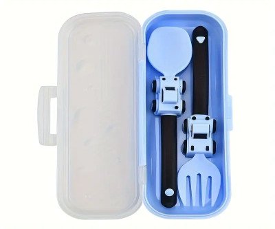 Youngsters' Fun Cartoon Character Utensil Set - Durable, BPA-Free PP Material Construction, Includes Fork and Spoon for Easy Mealtime, Perfect for Little Hands, Yellow Color, Safe and Easy to Clean