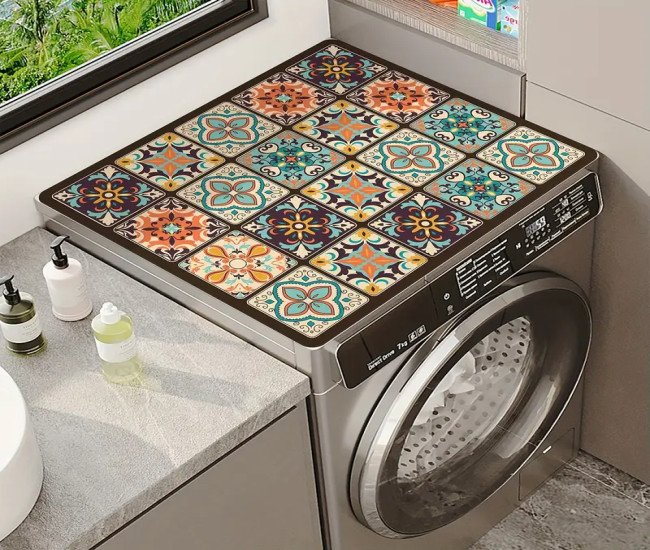 Waterproof and Durable Mosaic Washing Machine Cover - 23.62