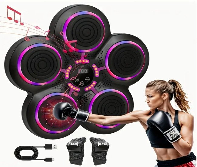 [Wireless Function] Smart Music Boxing Machine With Gloves | ABS Material | USB Charging, Wireless Function | Home And Gym Exercise Game Machine | Perfect For Agility And Fitness